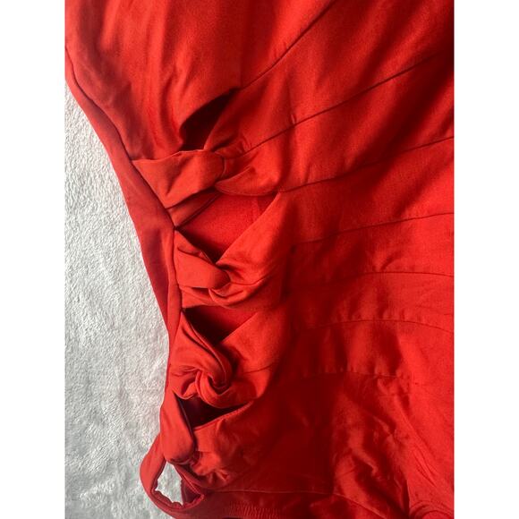 Carmen Marc Valvo Orange Asymmetrical Cutout One-Piece Swimsuit – Size 10 - Picture 7 of 7